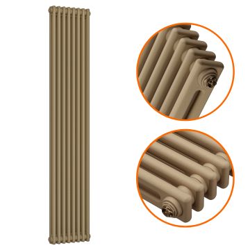 1500 x 383mm Antique Brass Vertical Traditional 2 Column Radiator