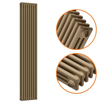 1800 x 383mm Antique Brass Vertical Traditional 3 Column Radiator