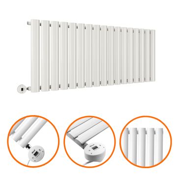 400 x 1000mm Electric White Single Oval Panel Horizontal Radiator