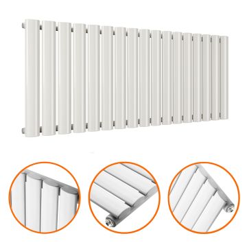 400 x 1000mm White Single Oval Tube Horizontal Radiator 