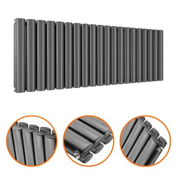 400 x 1180mm Anthracite Double Oval Tube Horizontal Radiator 