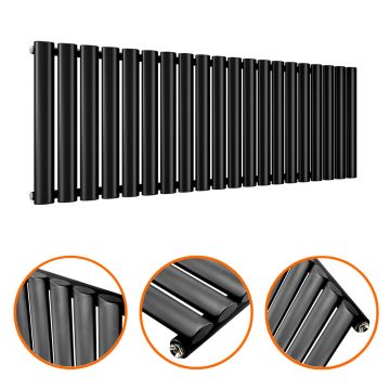 400 x 1180mm Black Single Oval Tube Horizontal Radiator 