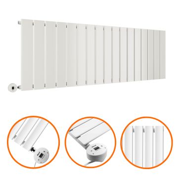 400 x 1190mm Electric White Single Flat Panel Horizontal Radiator