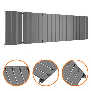 400 x 1400mm Anthracite Single Flat Panel Horizontal Radiator 