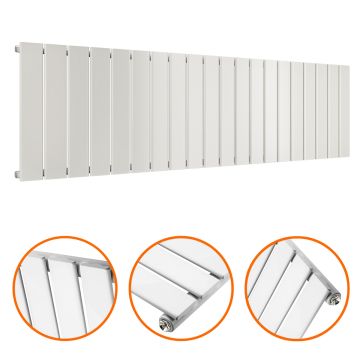 400 x 1400mm White Single Flat Panel Horizontal Radiator 