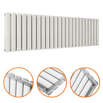 400 x 1411mm White Double Oval Tube Horizontal Radiator 