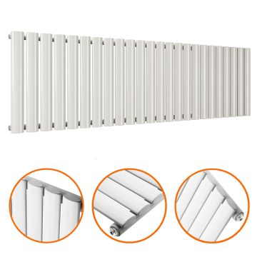 400 x 1411mm White Single Oval Tube Horizontal Radiator 