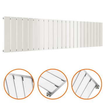 400 x 1610mm White Single Flat Panel Horizontal Radiator