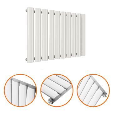 400 x 595mm White Single Oval Tube Horizontal Radiator 