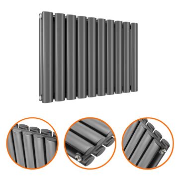 400 x 595mm Anthracite Double Oval Tube Horizontal Radiator 