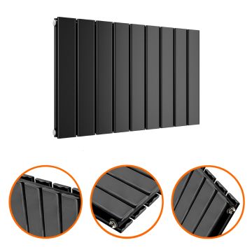 400 x 630mm Black Double Flat Panel Horizontal Radiator