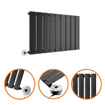 400 x 630mm Electric Black Single Flat Panel Horizontal Radiator