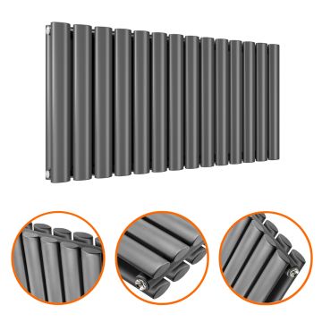 400 x 834mm Anthracite Double Oval Tube Horizontal Radiator 