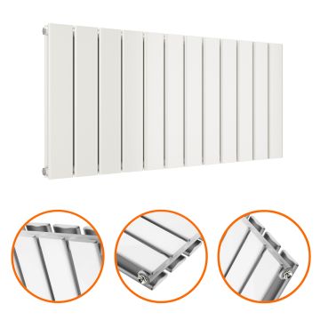 400 x 840mm White Double Flat Panel Horizontal Radiator 