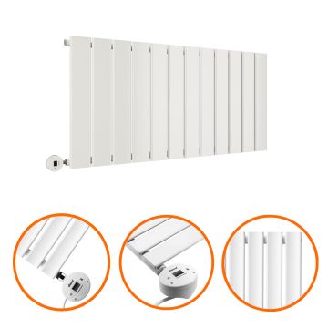 400 x 840mm Electric White Single Flat Panel Horizontal Radiator