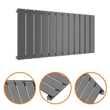 400 x 840mm Anthracite Single Flat Panel Horizontal Radiator 