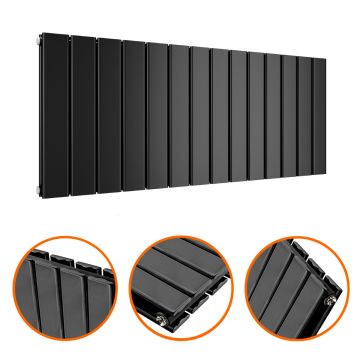 400 x 980mm Black Double Flat Panel Horizontal Radiator 