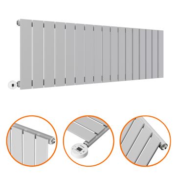 400 x 1190mm Electric Feather Grey Single Flat Panel Horizontal Radiator