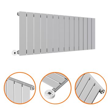 400 x 980mm Electric Feather Grey Single Flat Panel Horizontal Radiator