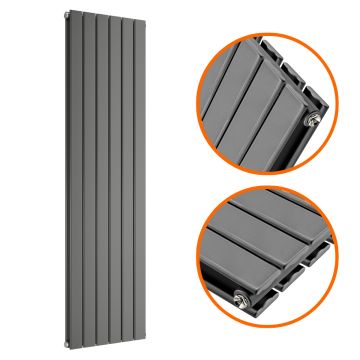 1600 x 420mm Anthracite Double Flat Panel Vertical Radiator 