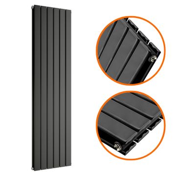 1600 x 420mm Black Double Flat Panel Vertical Radiator 