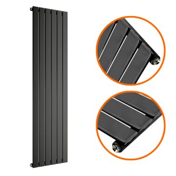 1780 x 420mm Black Single Flat Panel Vertical Radiator 