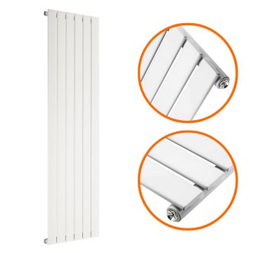 1600 x 420mm White Single Flat Panel Vertical Radiator 