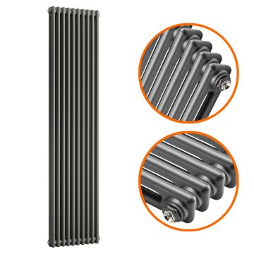 1800 x 470mm Anthracite Vertical Traditional 2 Column Radiator