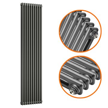 1500 x 470mm Anthracite Vertical Traditional 2 Column Radiator