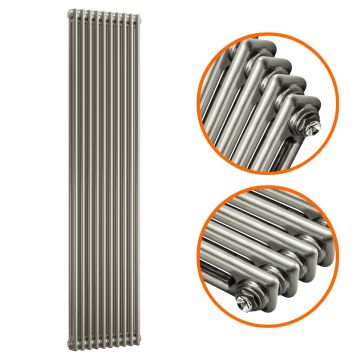 1800 x 470mm Raw Metal Lacquered Vertical Traditional 2 Column Radiator