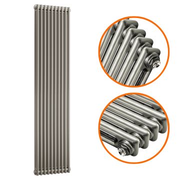 1500 x 470mm Raw Metal Lacquered Vertical Traditional 2 Column Radiator