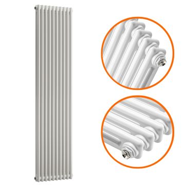 1500 x 470mm White Vertical Traditional 2 Column Radiator