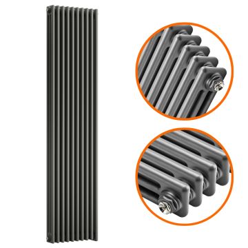 1800 x 470mm Anthracite Vertical Traditional 3 Column Radiator