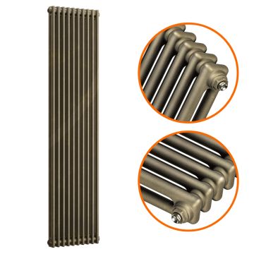 1800 x 470mm Antique Brass Vertical Traditional 2 Column Radiator