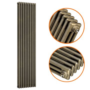 1500 x 470mm Antique Brass Vertical Traditional 3 Column Radiator