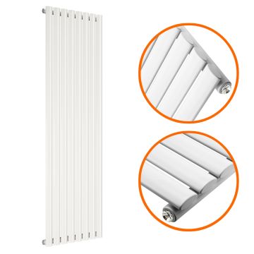 1780 x 472mm White Single Oval Tube Vertical Radiator 