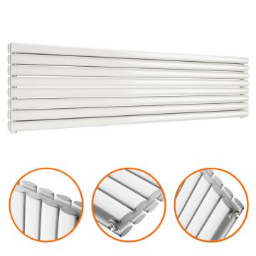 472mm x 1780mm White Double Oval Tube Horizontal / Landscape Radiator 