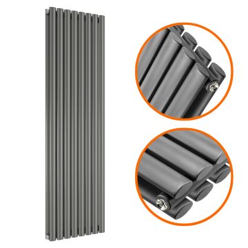 1600 x 472mm Anthracite Double Oval Tube Vertical Radiator 
