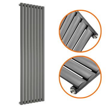 1780 x 472mm Anthracite Single Oval Tube Vertical Radiator 