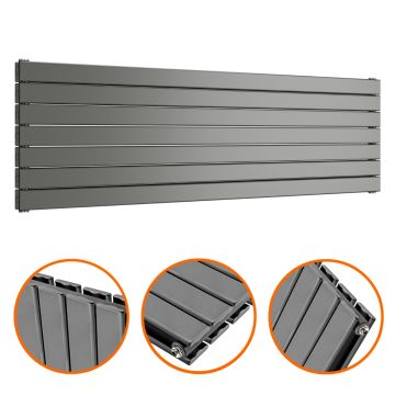 490mm x 1600mm Anthracite Double Flat Panel Horizontal / Landscape Radiator