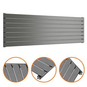 490mm x 1600mm Anthracite Single Flat Panel Horizontal / Landscape Radiator