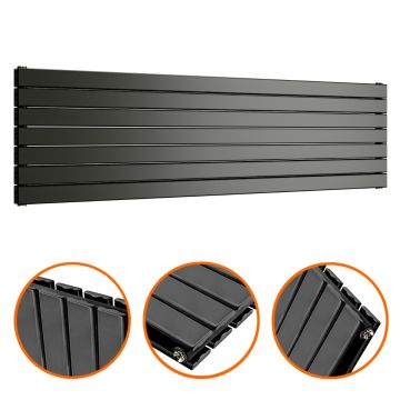 490mm x 1780mm Black Double Flat Panel Horizontal / Landscape Radiator