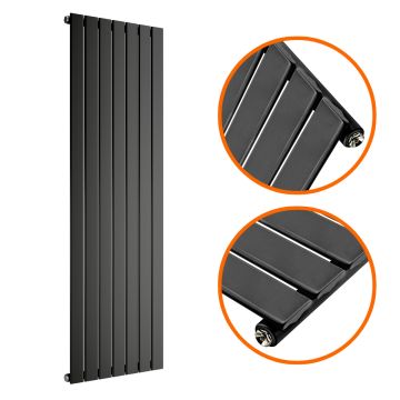 1780 x 490mm Black Single Flat Panel Vertical Radiator 