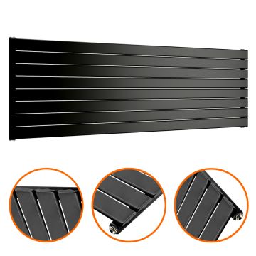 560mm x 1780mm Black Single Flat Panel Horizontal / Landscape Radiator