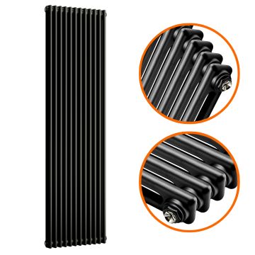 1800 x 560mm Black Vertical Traditional 2 Column Radiator