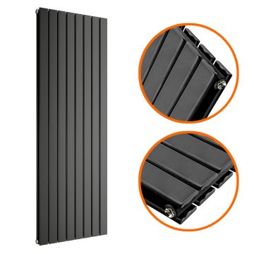 1600 x 560mm Black Double Flat Panel Vertical Radiator 