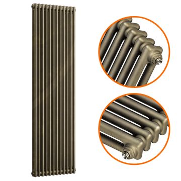 1500 x 560mm Antique Brass Vertical Traditional 2 Column Radiator