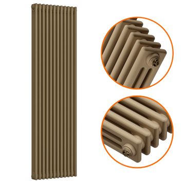 1800 x 560mm Antique Brass Vertical Traditional 3 Column Radiator
