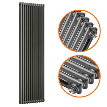 1800 x 560mm Anthracite Vertical Traditional 2 Column Radiator