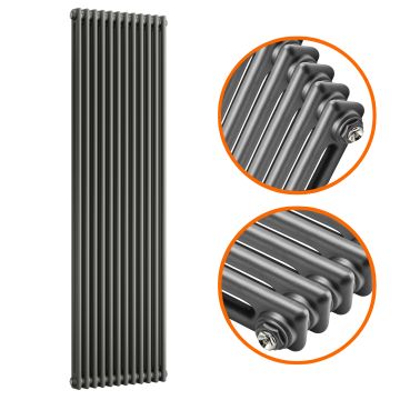 1500 x 560mm Anthracite Vertical Traditional 2 Column Radiator